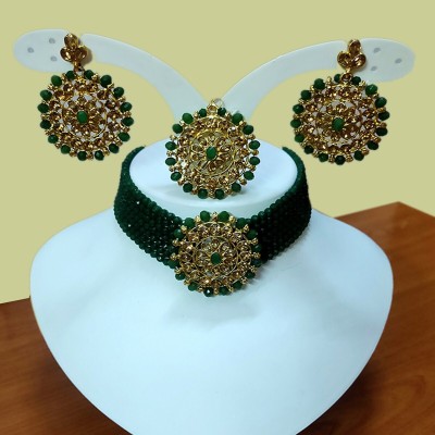 taransha Alloy Gold-plated Green Jewellery Set(Pack of 1)