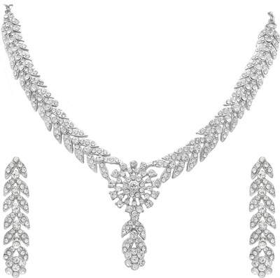 AK JEWEL STORES Alloy Rhodium White Jewellery Set(Pack of 1)