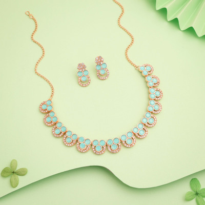 Vedda Brass Gold-plated Rose Gold, Blue Jewellery Set(Pack of 1)