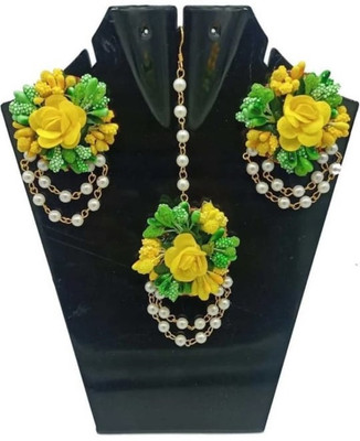 RAION Fabric Yellow, Green Jewellery Set(Pack of 1)
