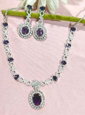 Maisha Jewels Copper, Alloy Silver Silver, Purple Jewellery Set(Pack of 3)