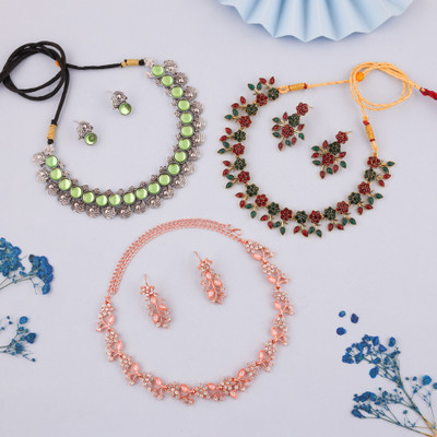 Vedda Brass Gold-plated Multicolor Jewellery Set(Pack of 3)