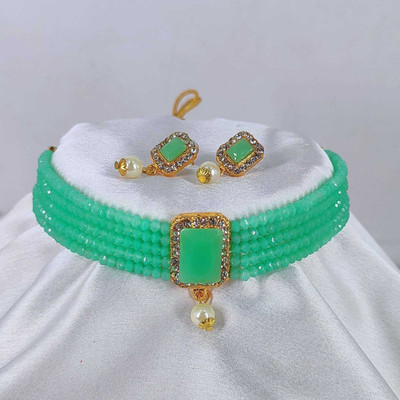 Padmavati Bangles Alloy Gold-plated Green Jewellery Set(Pack of 1)