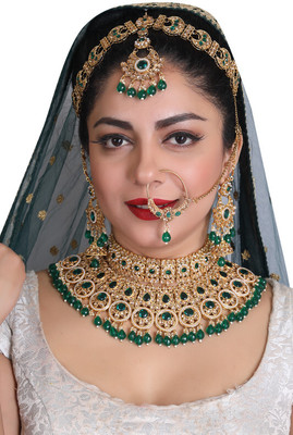 SHIVSHAKTI Alloy Gold-plated Green Jewellery Set(Pack of 4)