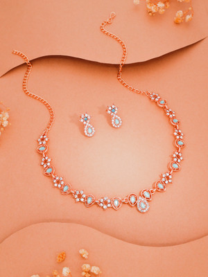 Vedda Brass Gold-plated Rose Gold, Blue Jewellery Set(Pack of 1)