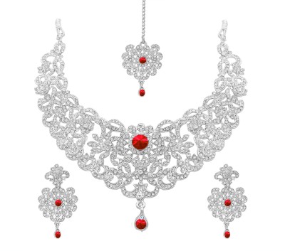 Rhymee Alloy Rhodium Red, Silver Jewellery Set(Pack of 1)