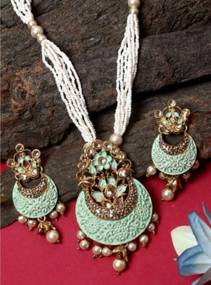 CHARMING JEWELS Alloy Gold-plated Green Jewellery Set(Pack of 1)