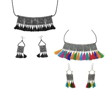URBANELA Oxidised Silver Multicolor Jewellery Set(Pack of 1)
