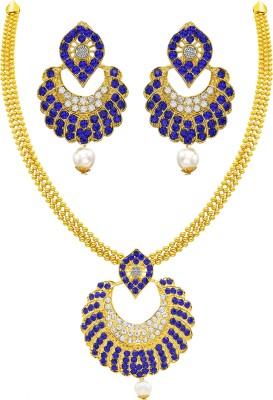 Rukma Alloy Gold-plated Blue Jewellery Set(Pack of 1)