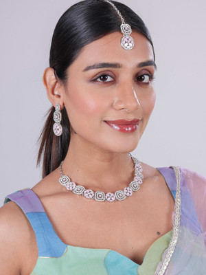 VATSALYA creation Alloy Gold-plated Pink Jewellery Set(Pack of 1)