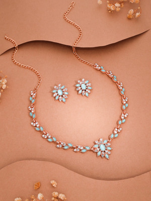 Vedda Brass Gold-plated Rose Gold, Blue Jewellery Set(Pack of 1)