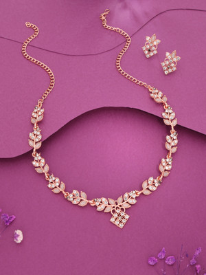 Alasca Brass Gold-plated Rose Gold, Grey Jewellery Set(Pack of 1)