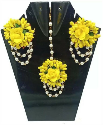 style revolver Fabric Yellow Jewellery Set(Pack of 1)