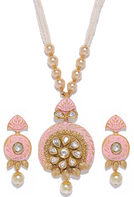 Sukkhi Alloy Gold-plated Pink, White Jewellery Set(Pack of 1)