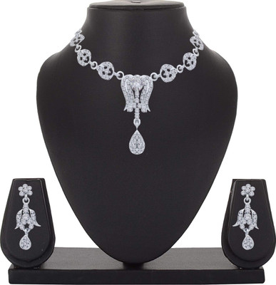 AK JEWEL STORES Alloy Rhodium Silver Jewellery Set(Pack of 1)