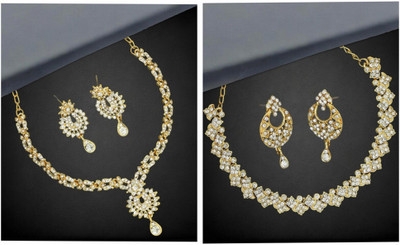 Rhymee Alloy Gold-plated White, Gold Jewellery Set(Pack of 2)