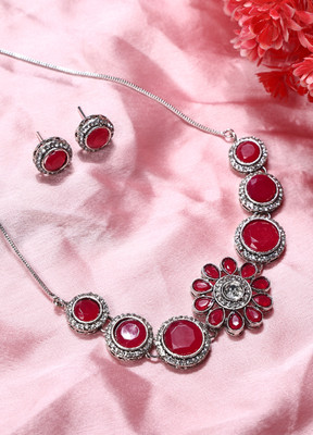 Foxy Trend Alloy Gold-plated Maroon Jewellery Set(Pack of 3)