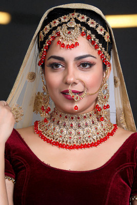 Tulsi Art Jewels Alloy Gold-plated Red Jewellery Set(Pack of 4)