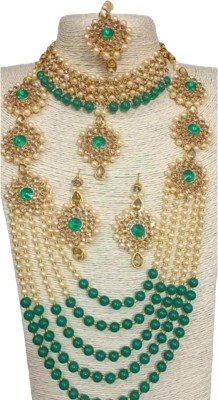 URBANELA Copper Gold-plated Green Jewellery Set(Pack of 1)