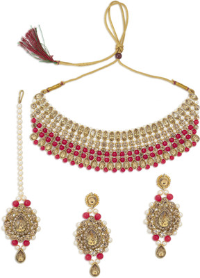 Sukkhi Alloy Gold-plated Red Jewellery Set(Pack of 1)