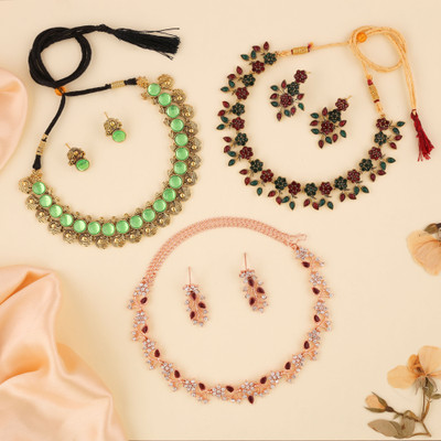 Vedda Brass Gold-plated Multicolor Jewellery Set(Pack of 3)