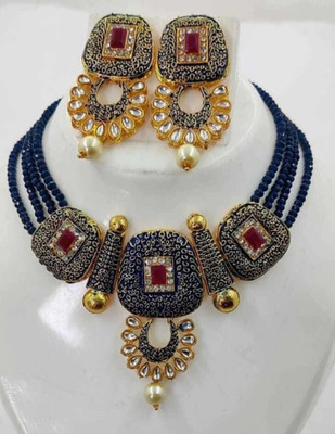 ORUKA Brass Brass Blue, Gold Jewellery Set(Pack of 1)