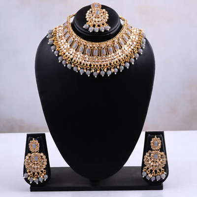 SHIV SHAKTI JEWELLERS Alloy Gold-plated Grey Jewellery Set(Pack of 3)