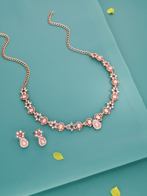 Vedda Brass Gold-plated Rose Gold, Pink Jewellery Set(Pack of 1)