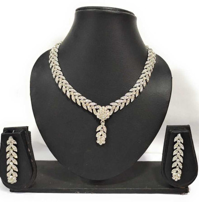 Rukma Alloy Rhodium White Jewellery Set(Pack of 1)