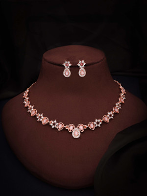 Vedda Brass Gold-plated Rose Gold, Pink Jewellery Set(Pack of 1)