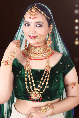 Tulsi Art Jewels Alloy Gold-plated Red, Gold Jewellery Set(Pack of 7)