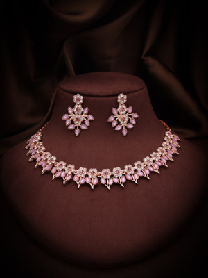 Alasca Brass Gold-plated Rose Gold, Purple Jewellery Set(Pack of 1)