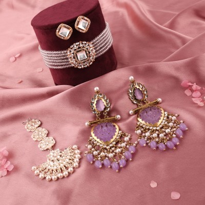 brado jewellery Brass Gold-plated Gold, Purple Jewellery Set(Pack of 3)