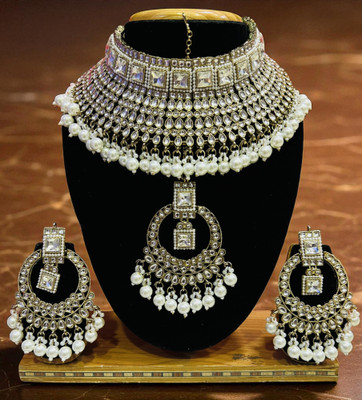 Tulsi Art Jewels Alloy Gold-plated White Jewellery Set(Pack of 3)