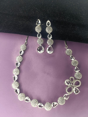 ORUKA Brass Rhodium White, Silver Jewellery Set(Pack of 3)