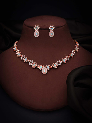 Alasca Brass Gold-plated Rose Gold, Blue Jewellery Set(Pack of 1)