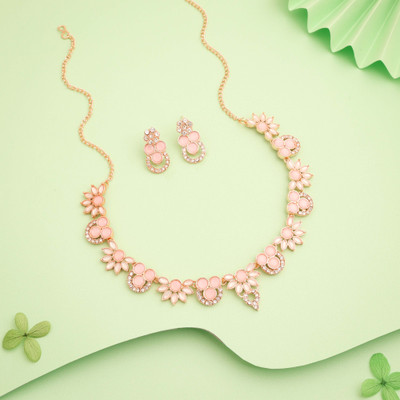 Vedda Brass Gold-plated Rose Gold, White, Pink Jewellery Set(Pack of 1)