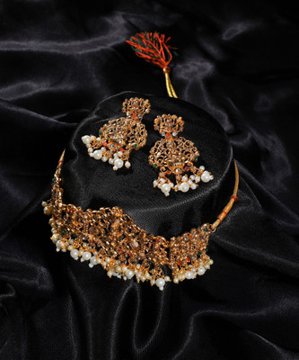 Nagneshi Art Alloy Gold-plated White Jewellery Set(Pack of 3)