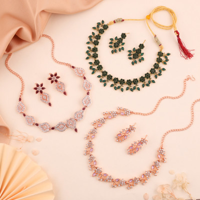 Alasca Brass Gold-plated Multicolor Jewellery Set(Pack of 3)