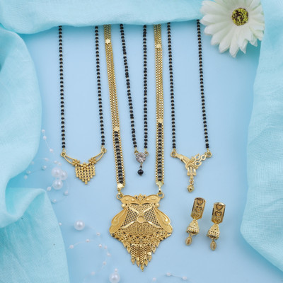 pearl jewellery Brass Gold-plated Gold Jewellery Set(Pack of 4)