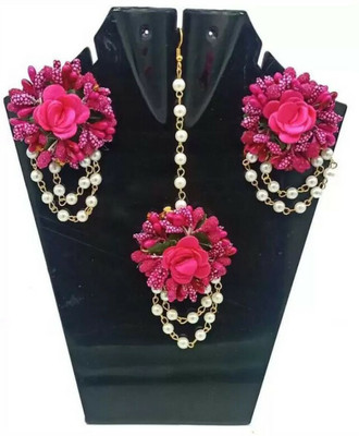 style revolver Fabric Pink Jewellery Set(Pack of 1)