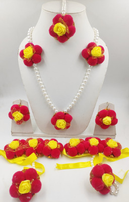 sarthak royal Fabric Red, Yellow Jewellery Set(Pack of 1)