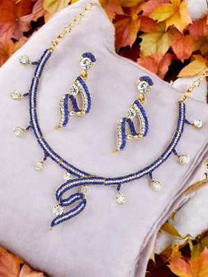 Jewels Capital Alloy Gold-plated Blue, White Jewellery Set(Pack of 1)