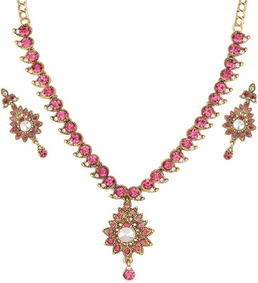 Angel In You Alloy Gold-plated Gold, White, Pink Jewellery Set(Pack of 1)