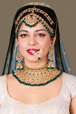 Tulsi Art Jewels Alloy Gold-plated Green Jewellery Set(Pack of 4)