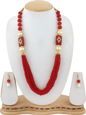 Shine Hub Alloy Gold-plated Red Jewellery Set(Pack of 1)