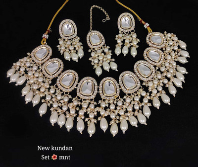 Gyaan Jewels Alloy Gold-plated White Jewellery Set(Pack of 2)