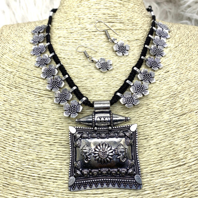 GEODE DELIGHT Oxidised Silver Silver Jewellery Set(Pack of 3)