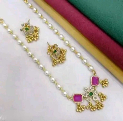 ARADHEMA Alloy Gold-plated White Jewellery Set(Pack of 1)