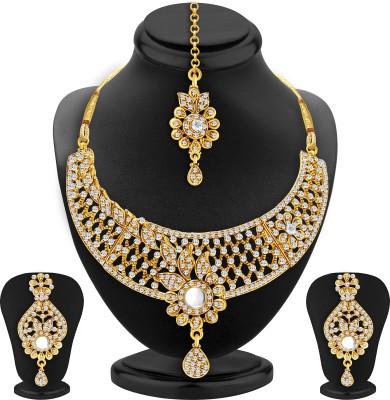 Sukkhi Alloy Gold-plated Gold, White Jewellery Set(Pack of 1)